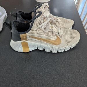 Women's Cream and Gold Athletic Shoes